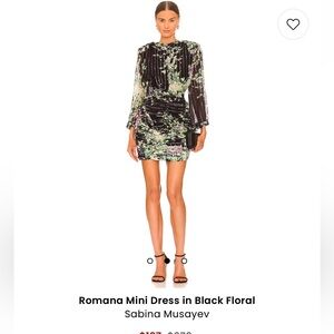 Sabina Musayez Romana Mini Dress Black Floral size M